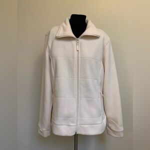 Merona Full Zip Fleece-Ivory/Cream/Off White-Zip Close Pockets-Mock Neck-L